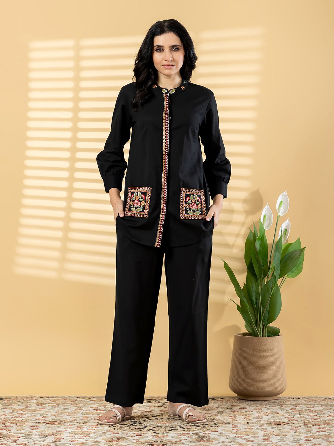 Cotton Co-ord Set - Black - House of Patakha