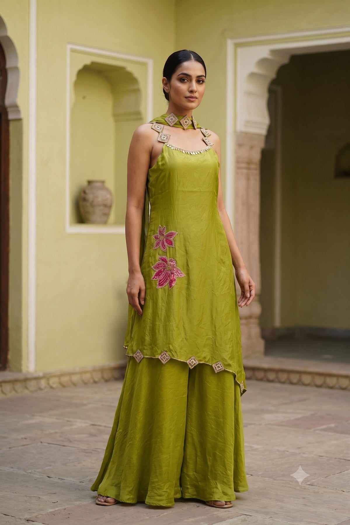 Fendy 3 Piece Suit Set - Green - House of Patakha