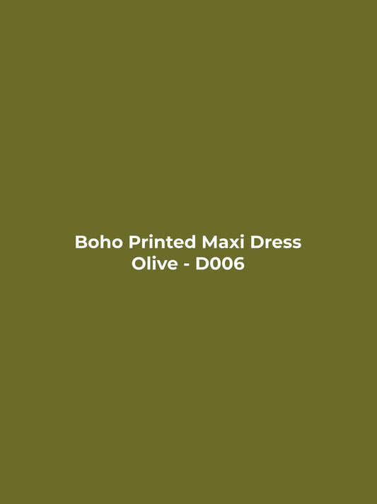 Boho Printed Maxi Dress - Olive