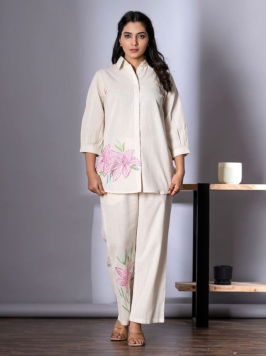 Cotton Co-ord Set - Off White - House of Patakha