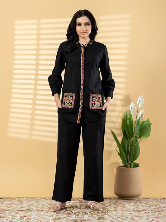 Cotton Co-ord Set - Black - House of Patakha