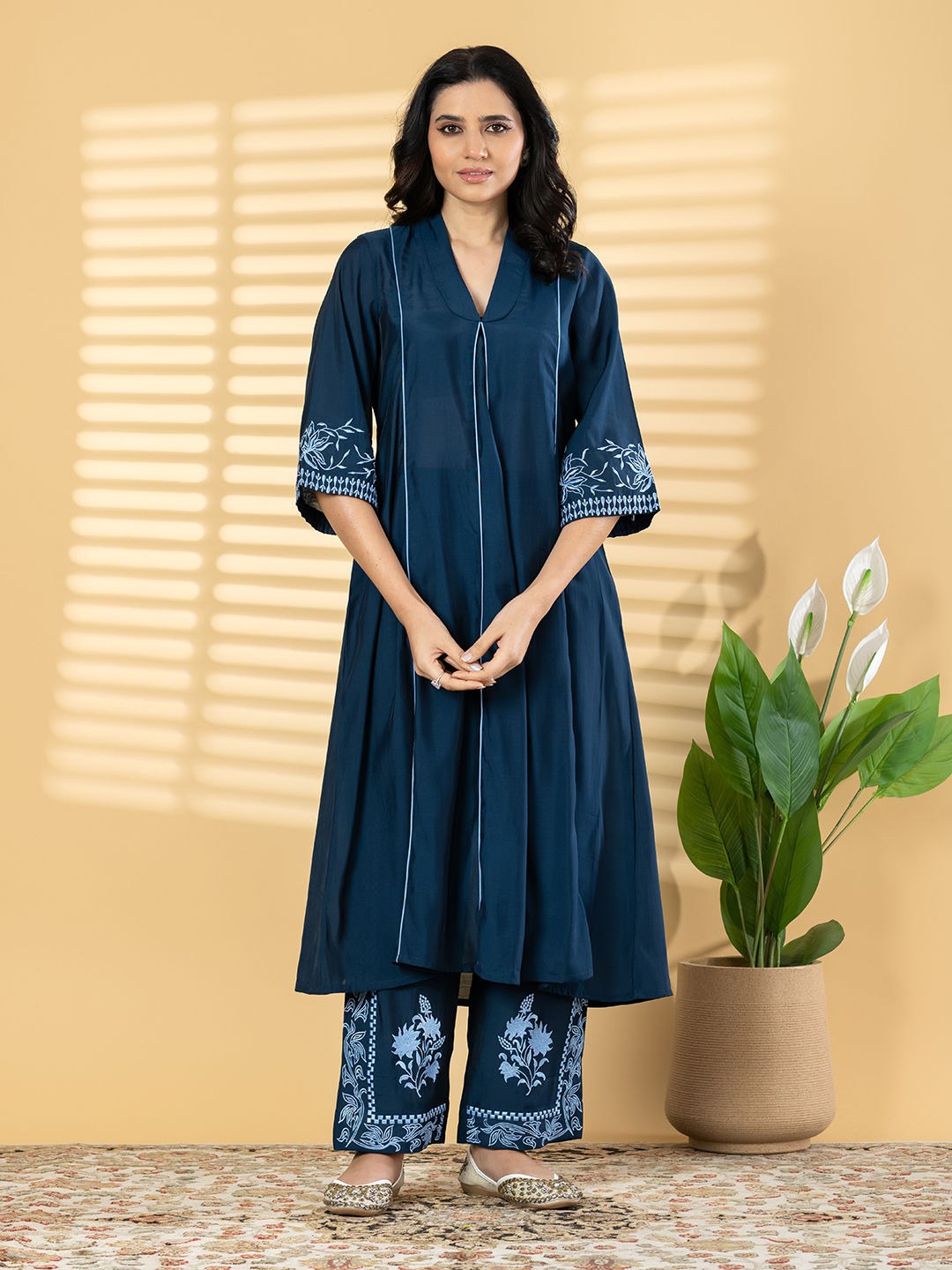 Rayon Co-ord Set - Blue - House of Patakha
