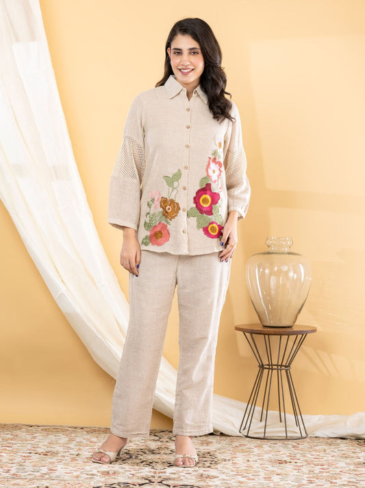 Cotton Co-ord Set - Natural Beige - House of Patakha