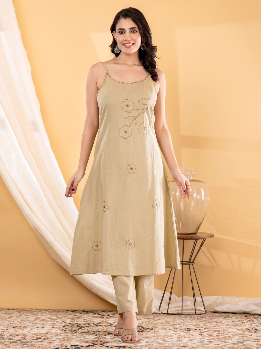 Cotton 2 Piece Suit Set - Black & Green - House of Patakha