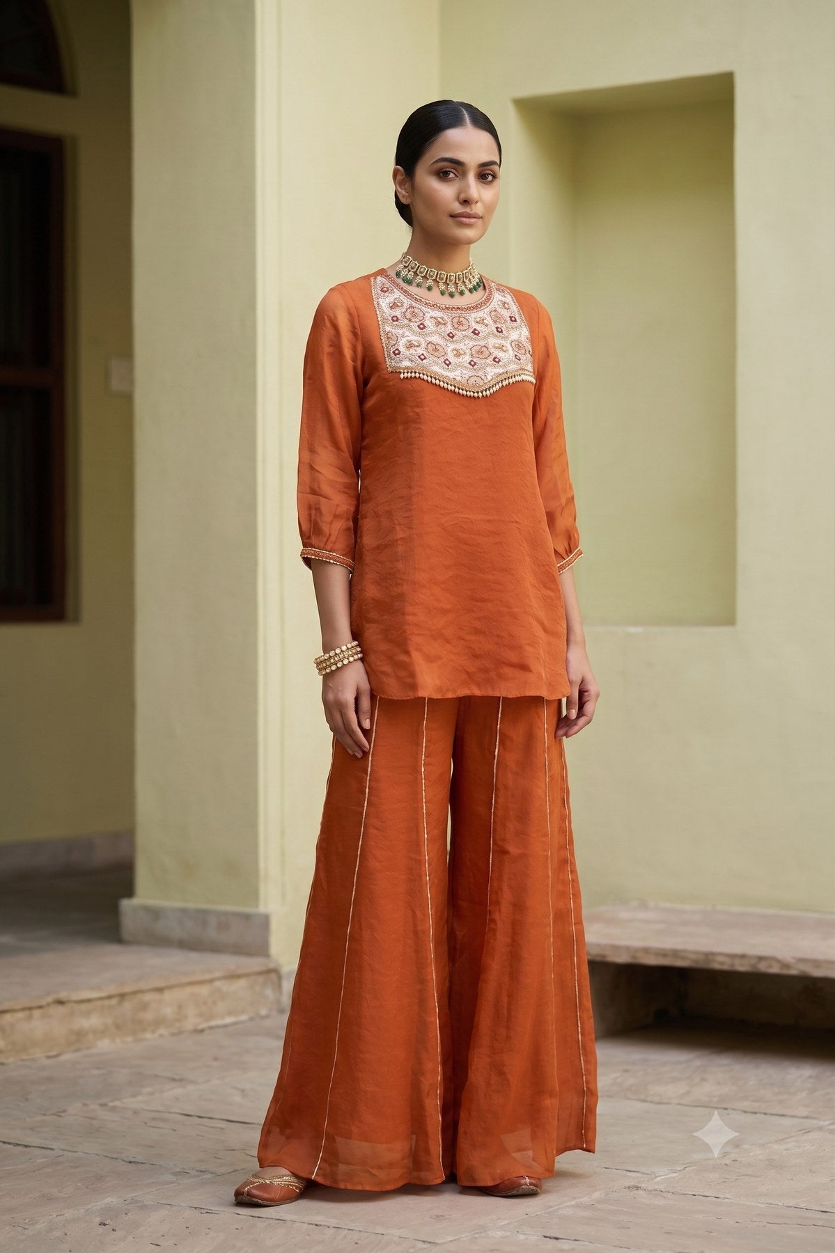 Fendy 2 Piece Suit Set - Rust - House of Patakha