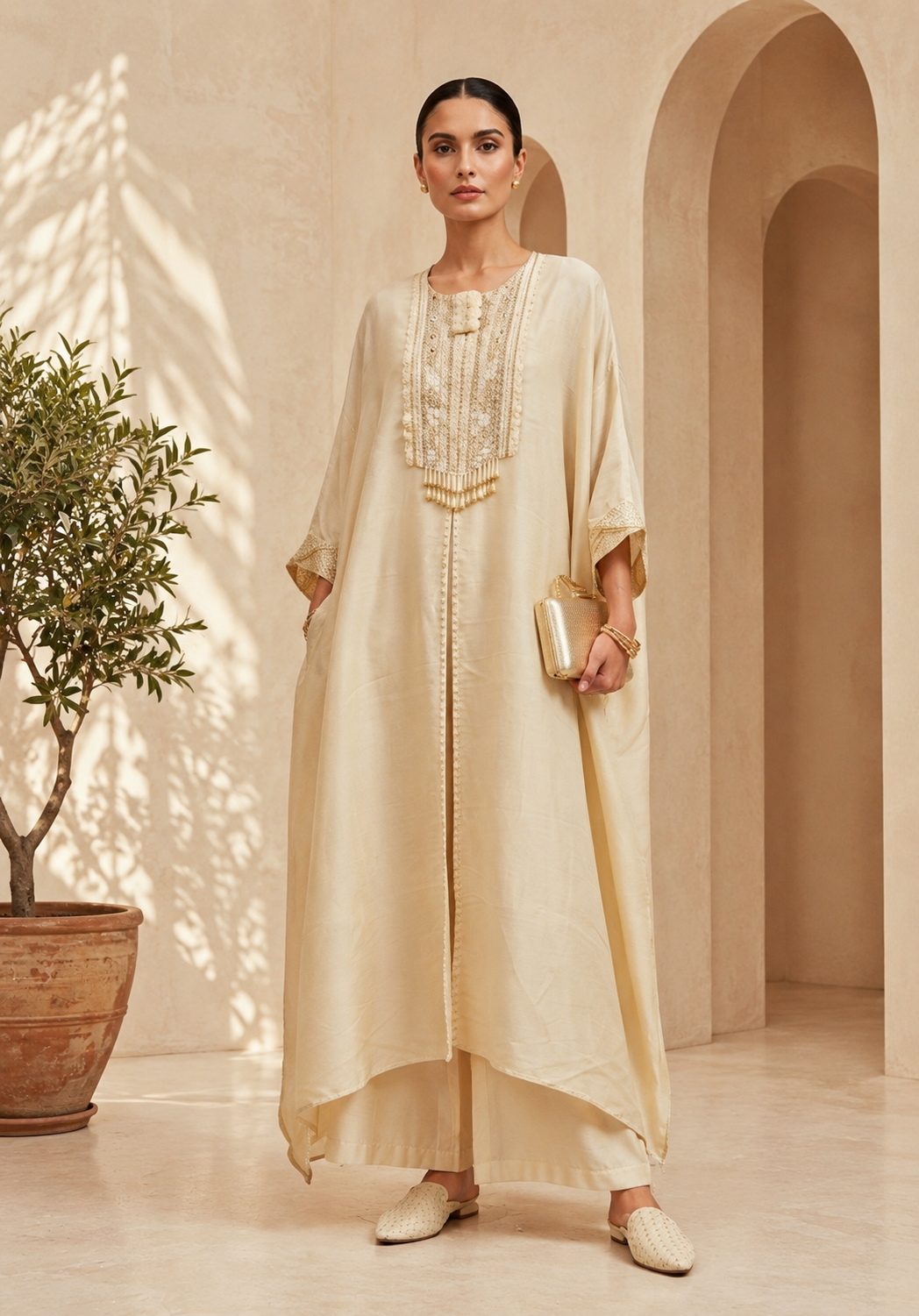 Tissue 2 Piece Suit Set - Golden