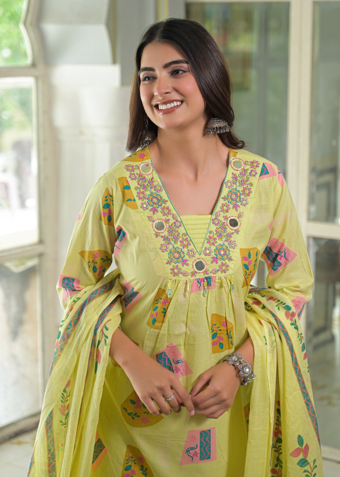 Cotton 3 Piece Suit Set - Yellow - House of Patakha