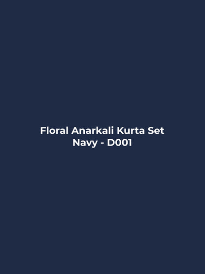 Floral Anarkali Kurta Set - Navy
