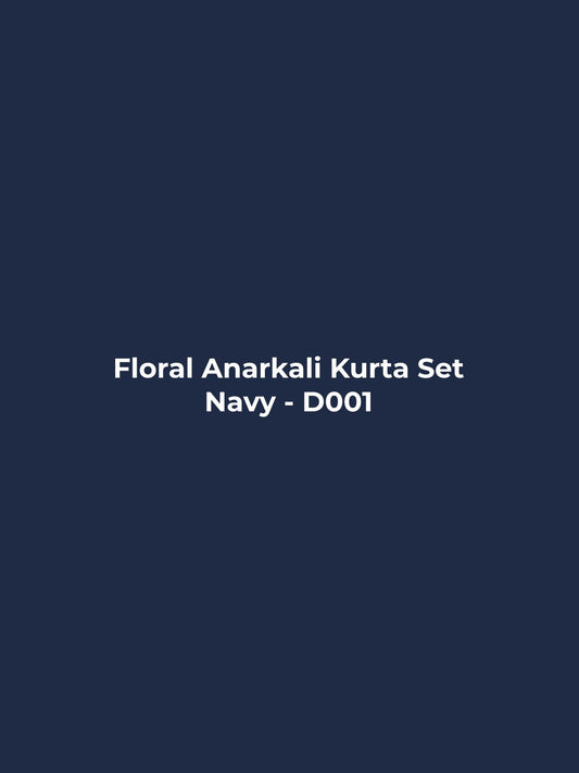 Floral Anarkali Kurta Set - Navy
