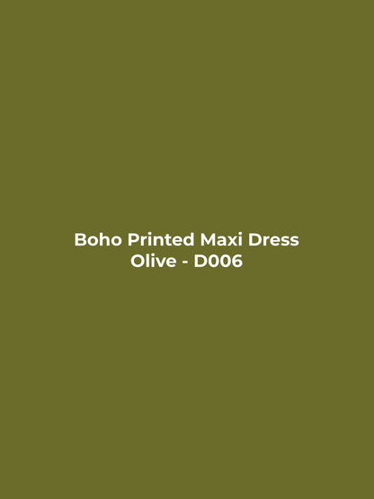 Boho Printed Maxi Dress - Olive