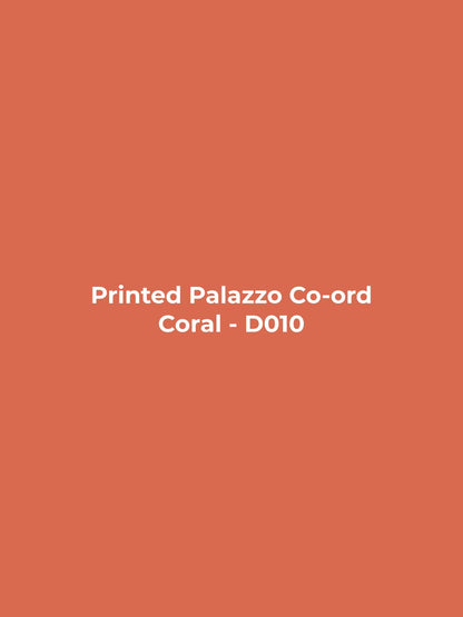 Printed Palazzo Co-ord - Coral