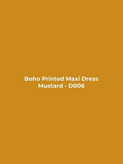 Boho Printed Maxi Dress - Mustard