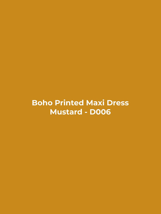 Boho Printed Maxi Dress - Mustard