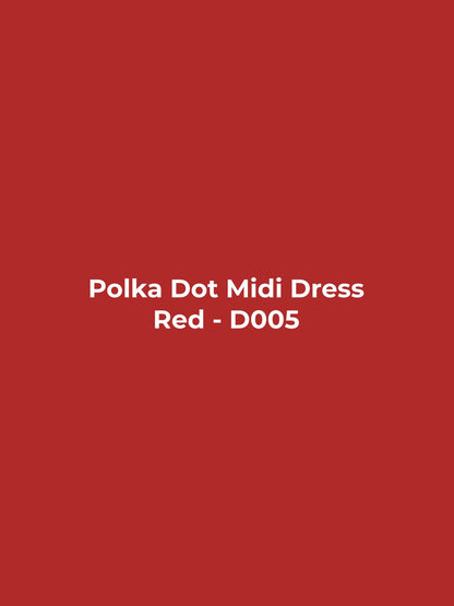Polka Dot Midi Dress - Red