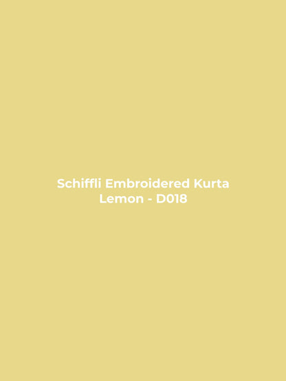Schiffli Embroidered Kurta - Lemon