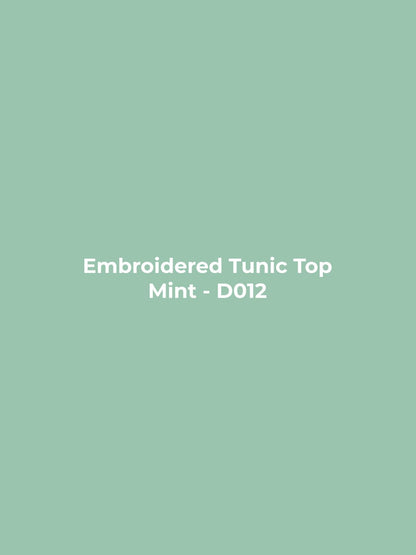 Embroidered Tunic Top - Mint