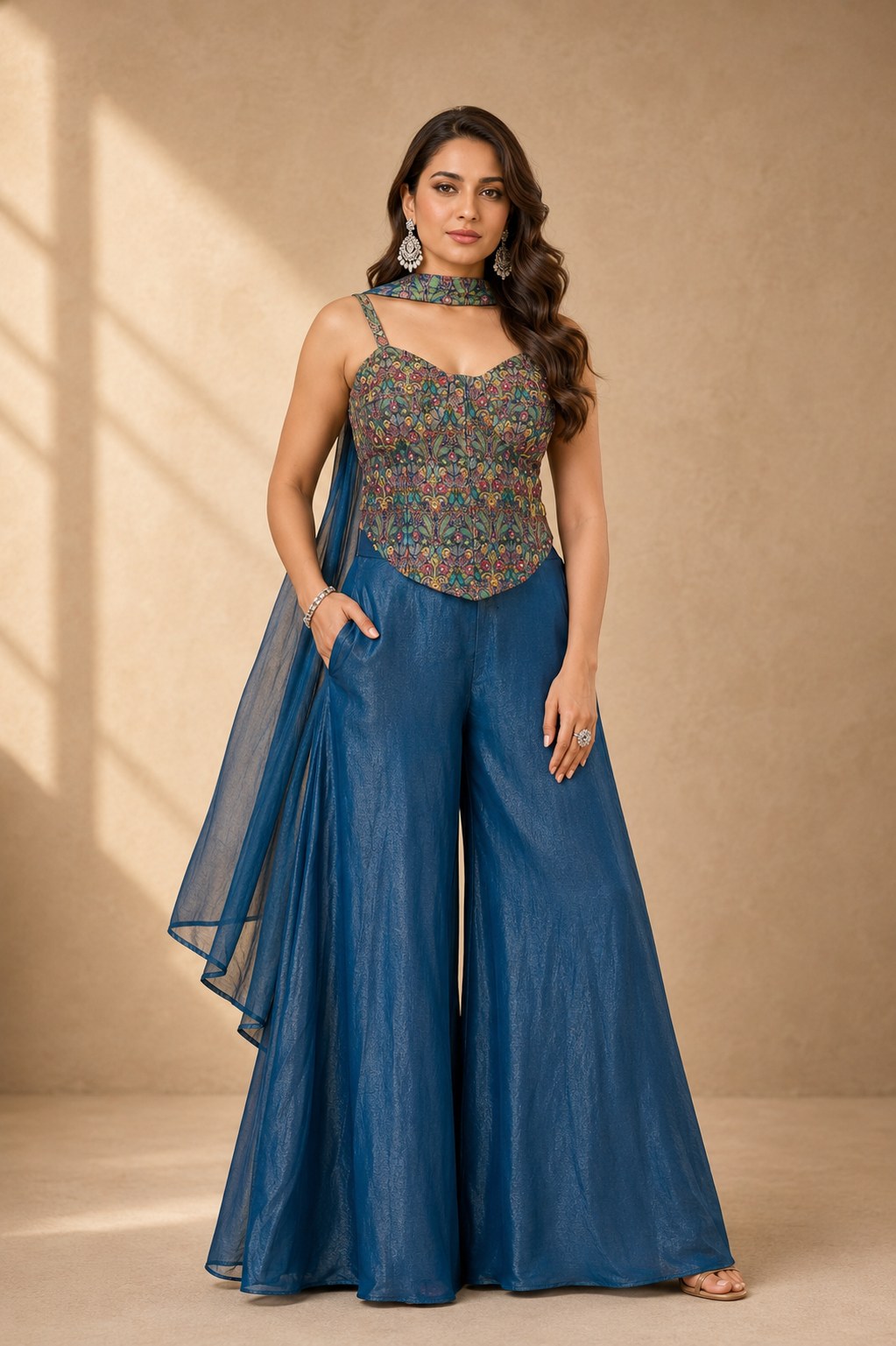 Turquoise Corset Palazzo - House of Patakha